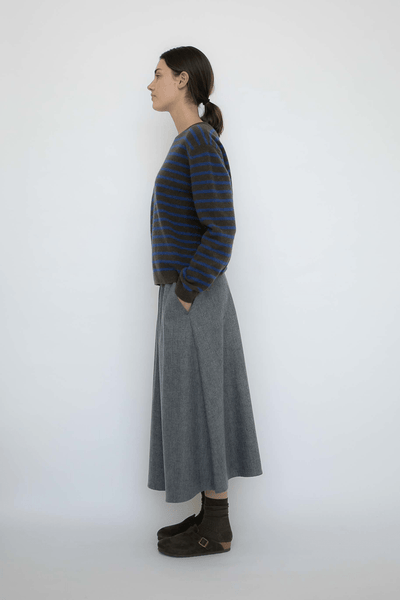 AGNES WOOL SKIRT - GREY HERRINGBONE