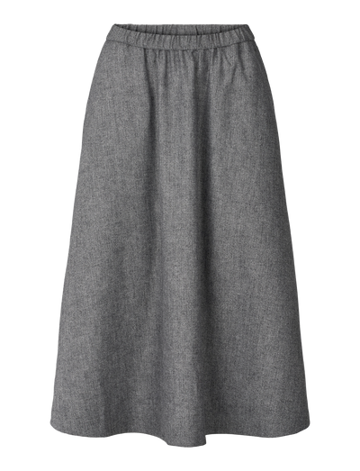 AGNES WOOL SKIRT - GREY HERRINGBONE