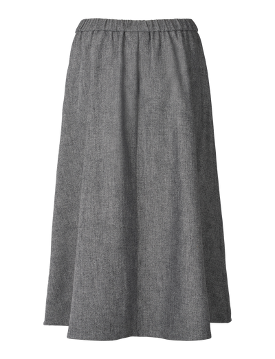 AGNES WOOL SKIRT - GREY HERRINGBONE