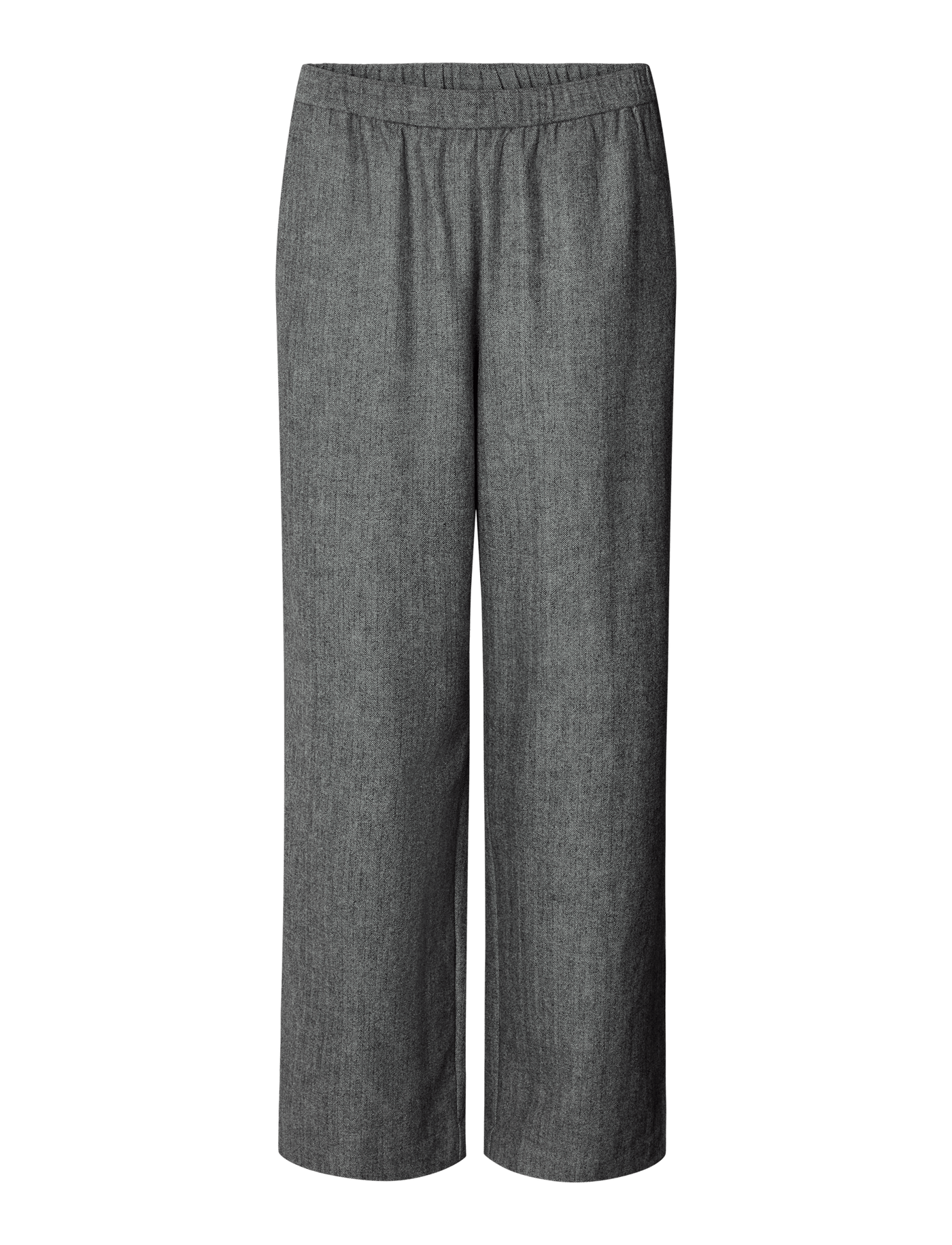 BELLA WOOL PANTS - GREY HERRINGBONE