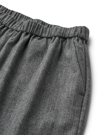BELLA WOOL PANTS - GREY HERRINGBONE