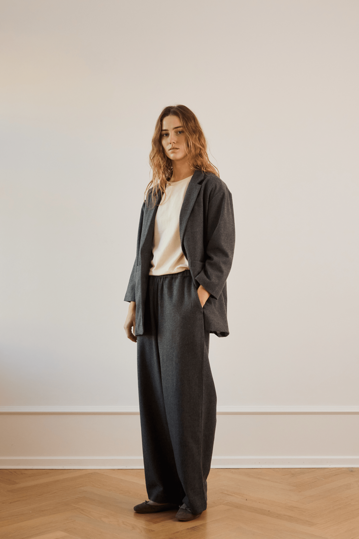 Bella Wool Pants -  DARK GREY