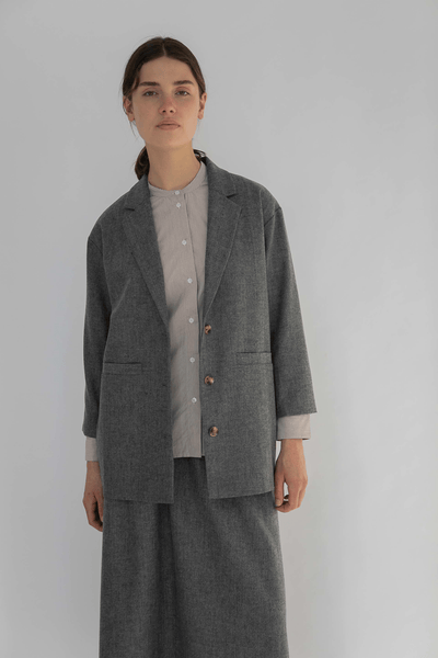 LUIS WOOL BLAZER - GREY HERRINGBONE