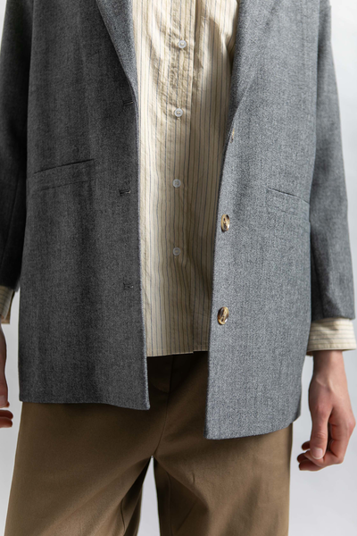 LUIS WOOL BLAZER - GREY HERRINGBONE