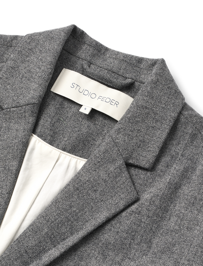 LUIS WOOL BLAZER - GREY HERRINGBONE