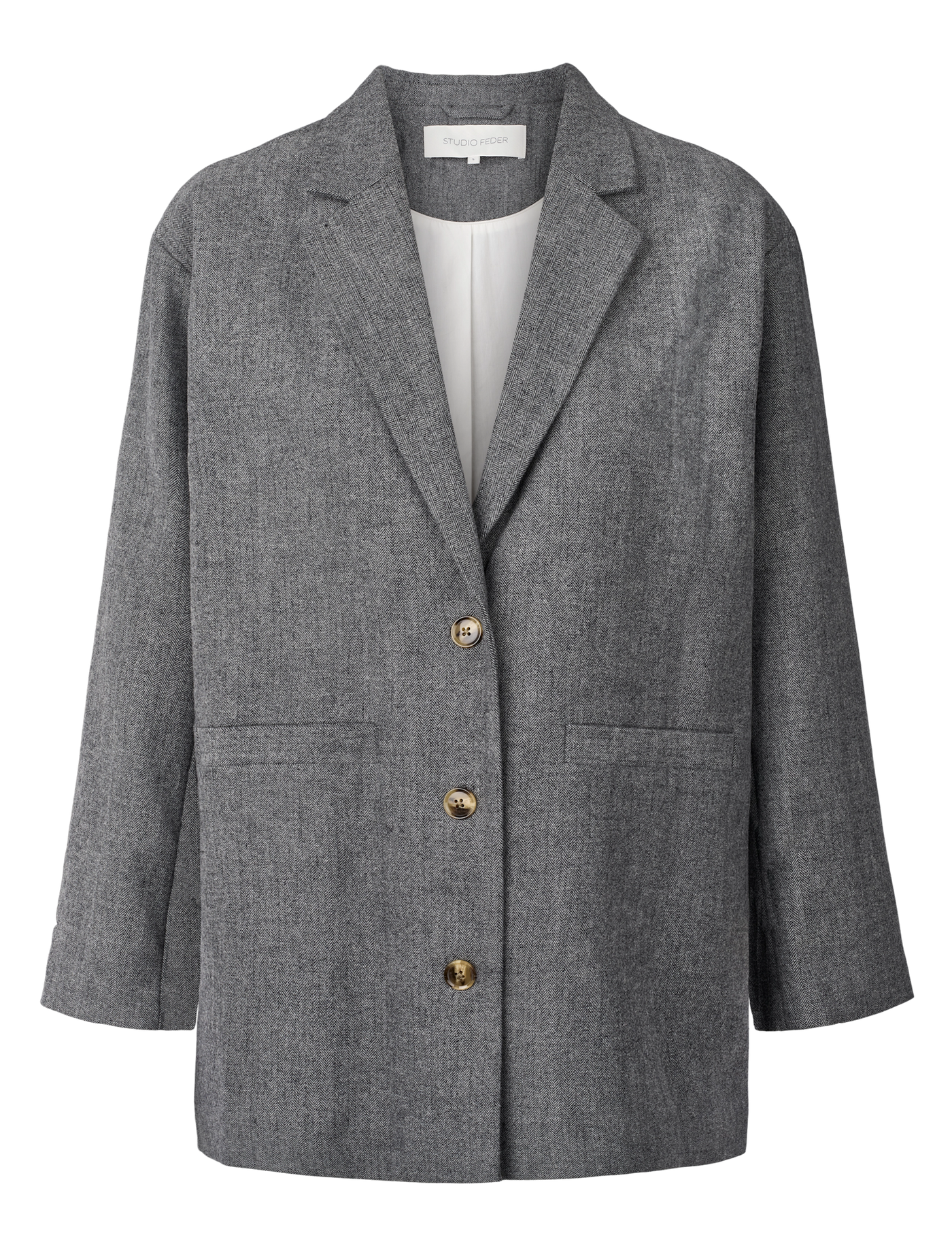 LUIS WOOL BLAZER - GREY HERRINGBONE