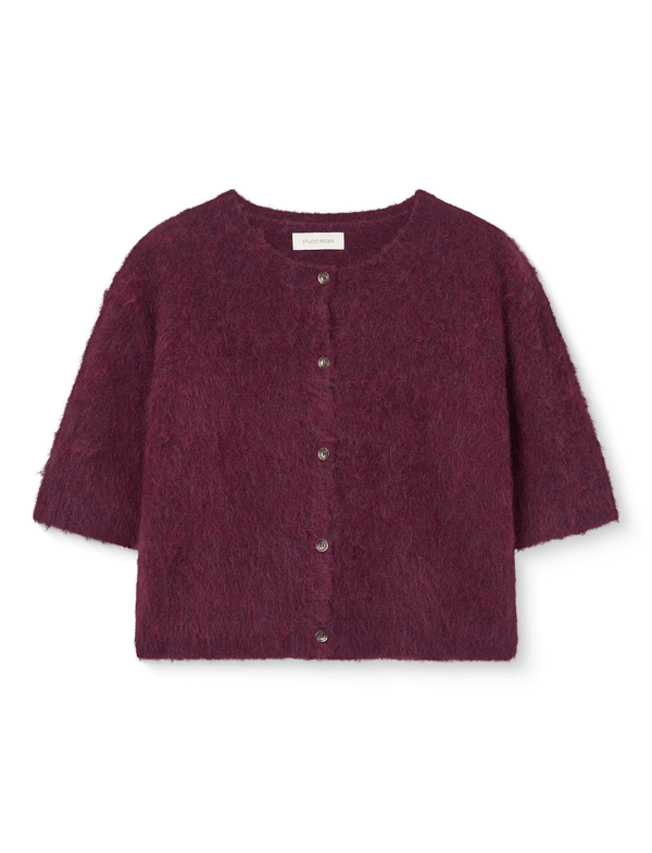 SIGNE HAIRY CARDIGAN - BURGUNDY