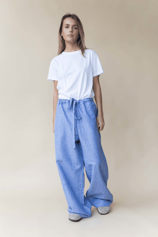 VIP【関税送料無料】希少 ANTONELLI FIRENZE BLUE LINEN PANTS Antonelli Blue Linen Pants | italist