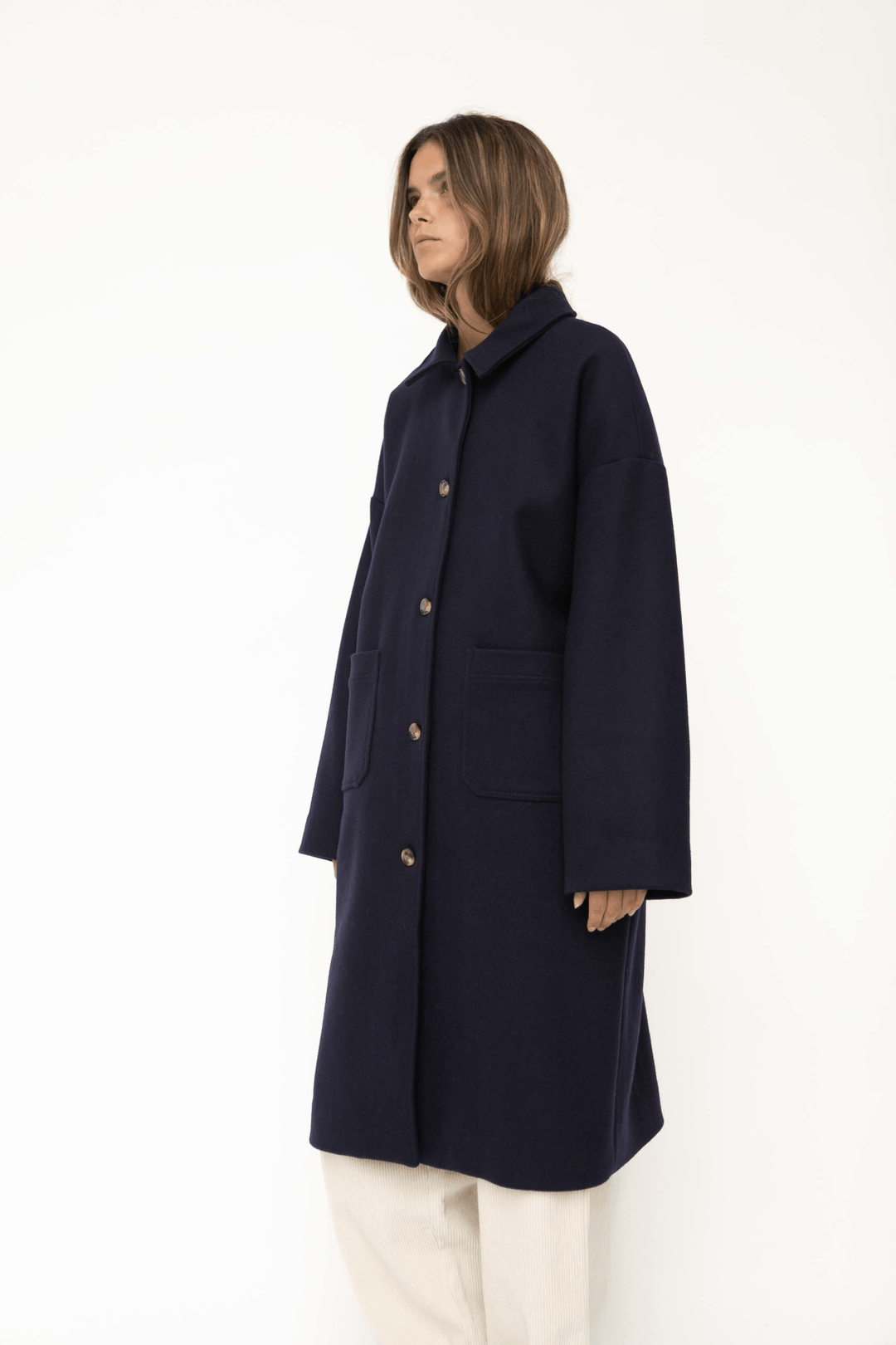 FELIX WOOL COAT - NAVY – Studio Feder