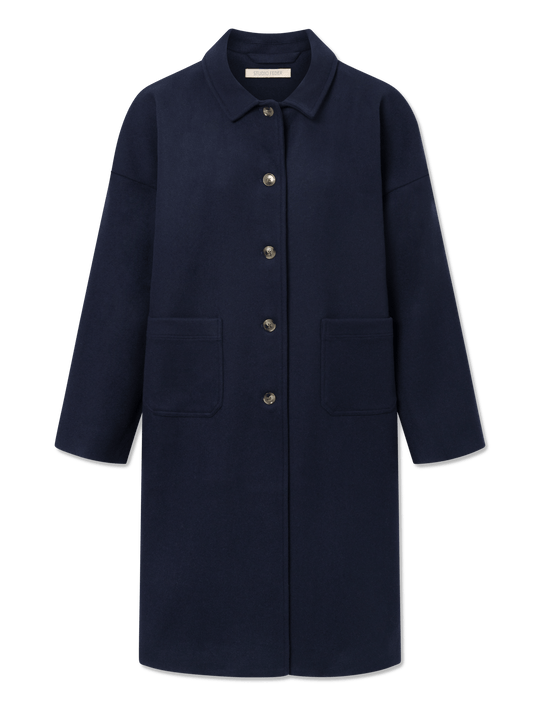 Lucca Wool Blend River Coat（rich navy） Livia Wool Coat | Hobbs ROW |